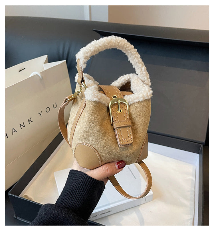 Women's Retro Plush Crossbody Bag - Versatile Designer Shoulder Handbag