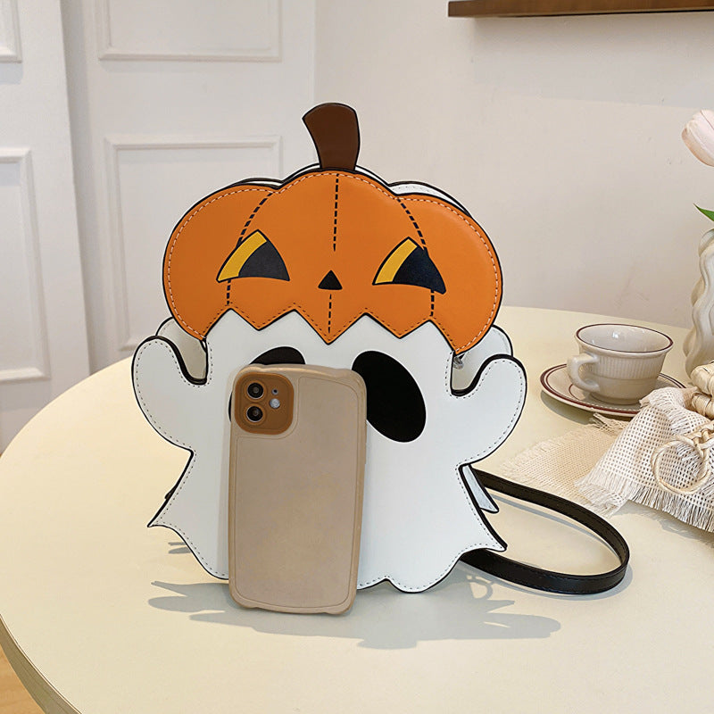 Halloween 3D Pumpkin Ghost Crossbody Bag - Cute Novelty Candy Purse for Women