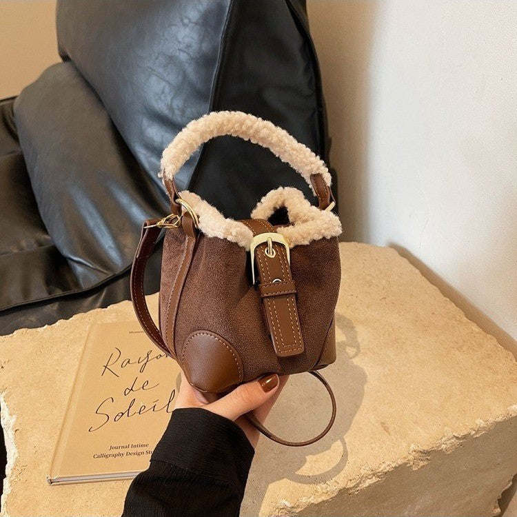 Women's Retro Plush Crossbody Bag - Versatile Designer Shoulder Handbag