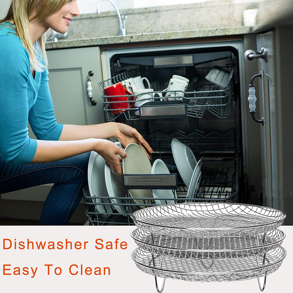 3-Layer Round Air Fryer Rack – Multi-Tier Stackable Cooking Accessory