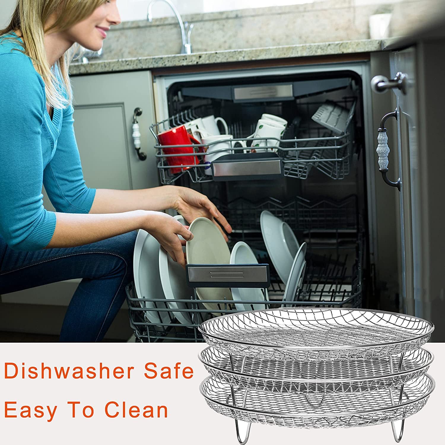 3-Layer Round Air Fryer Rack – Multi-Tier Stackable Cooking Accessory
