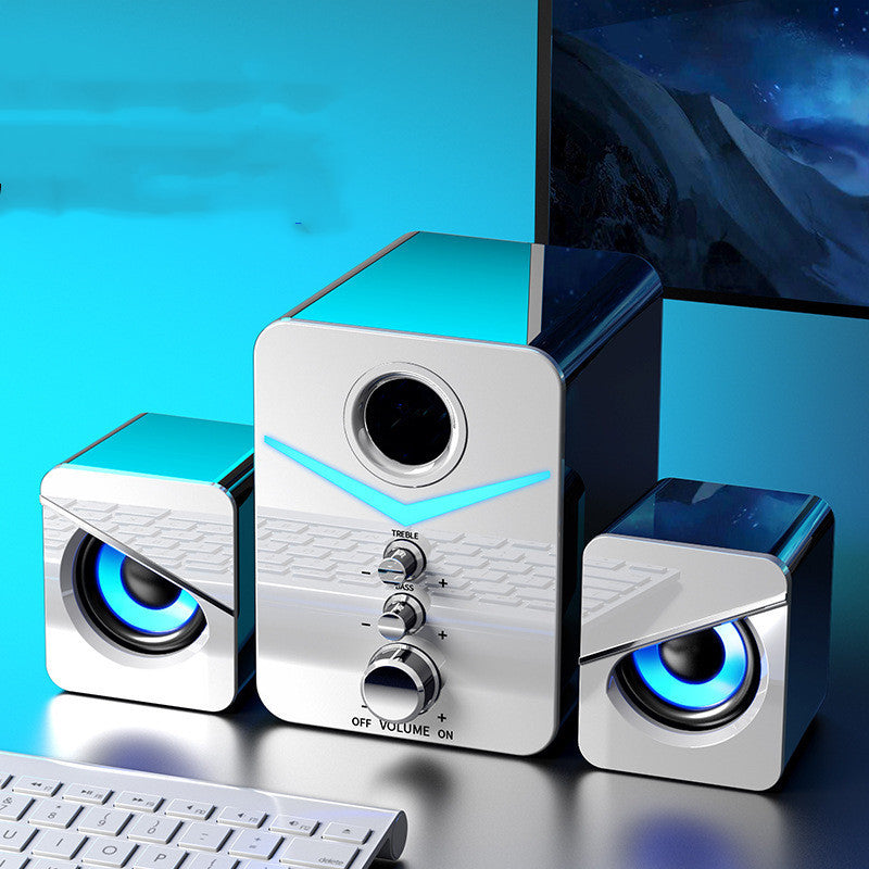 LED Desktop Computer Speakers - USB Powered Sound Bar with 3D Stereo