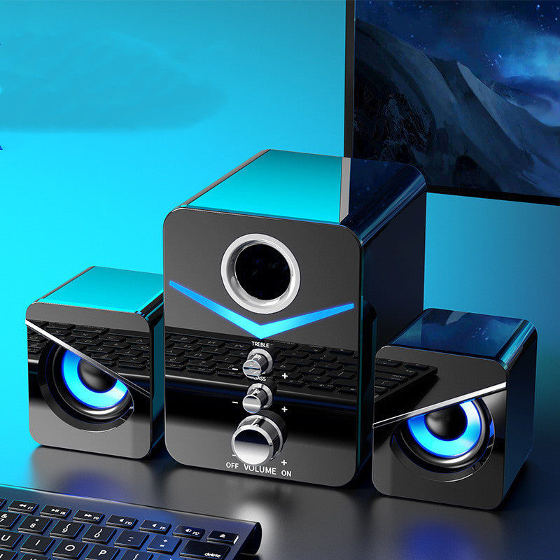 LED Desktop Computer Speakers - USB Powered Sound Bar with 3D Stereo