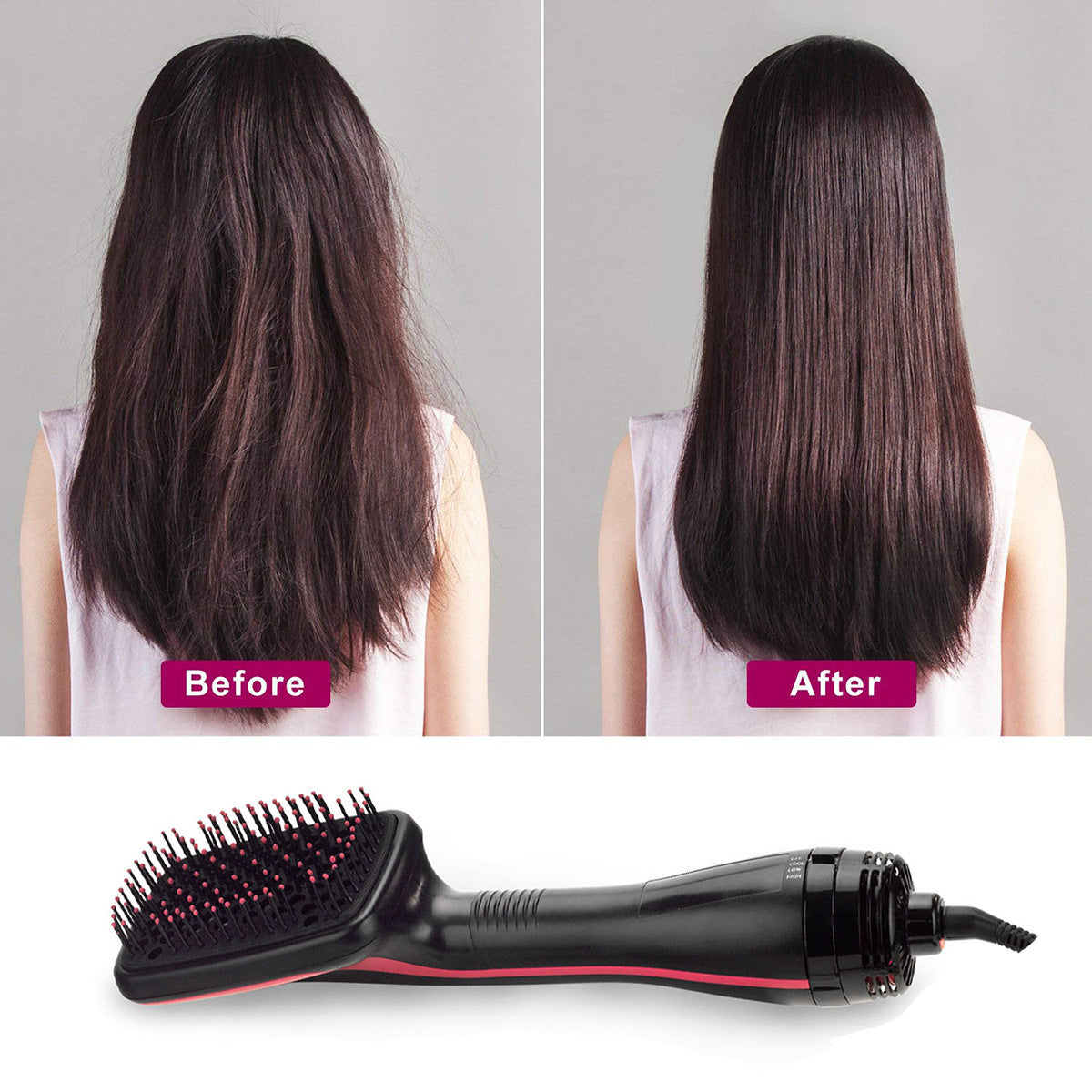 2-in-1 Electric Hair Dryer & Straightener Comb - Wet & Dry Use with 10 Temperature Settings