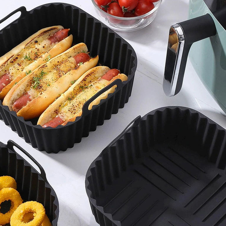 Multicolor Square Silicone Air Fryer Tray – Non-Stick Reusable Liner