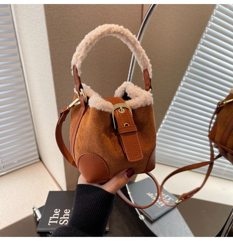Women's Retro Plush Crossbody Bag - Versatile Designer Shoulder Handbag