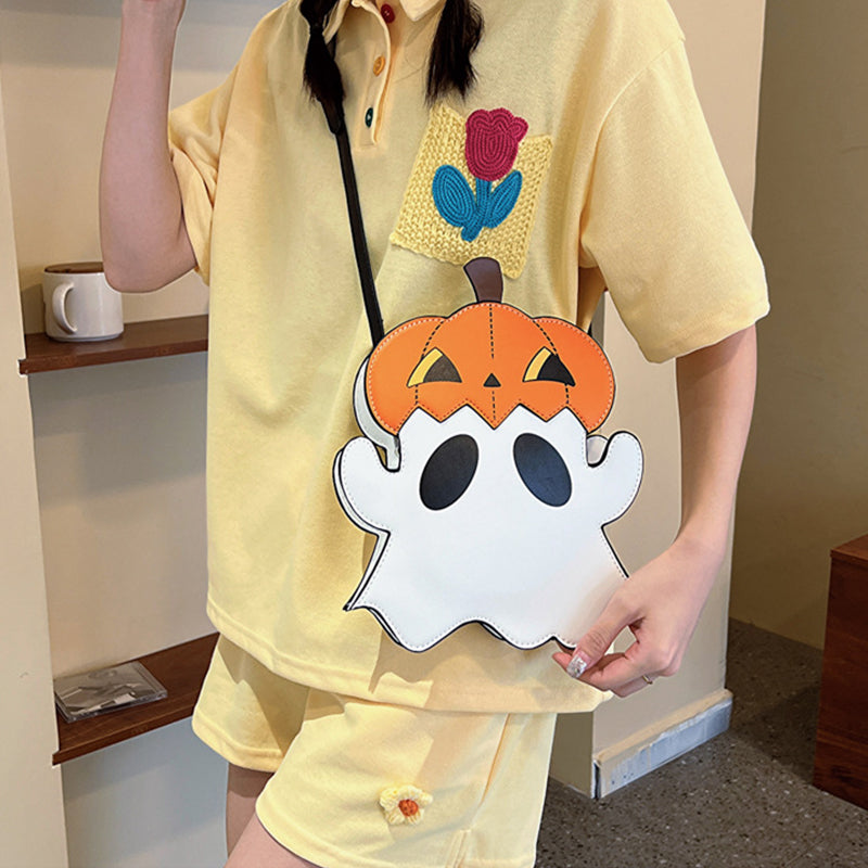 Halloween 3D Pumpkin Ghost Crossbody Bag - Cute Novelty Candy Purse for Women