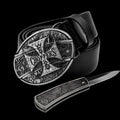 Leather Self-Defense Belt With Hidden Knife – Alloy Buckle, 16 Designs