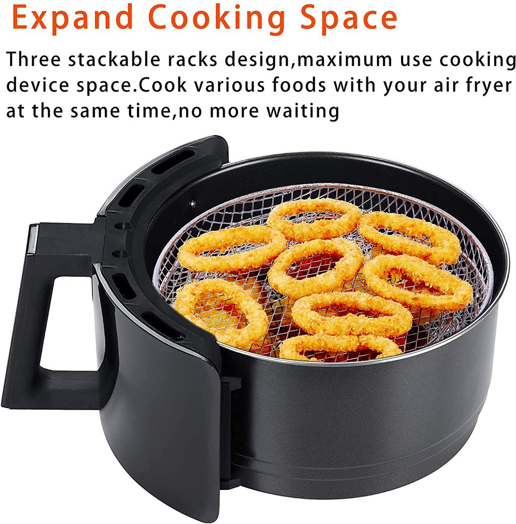 3-Layer Round Air Fryer Rack – Multi-Tier Stackable Cooking Accessory