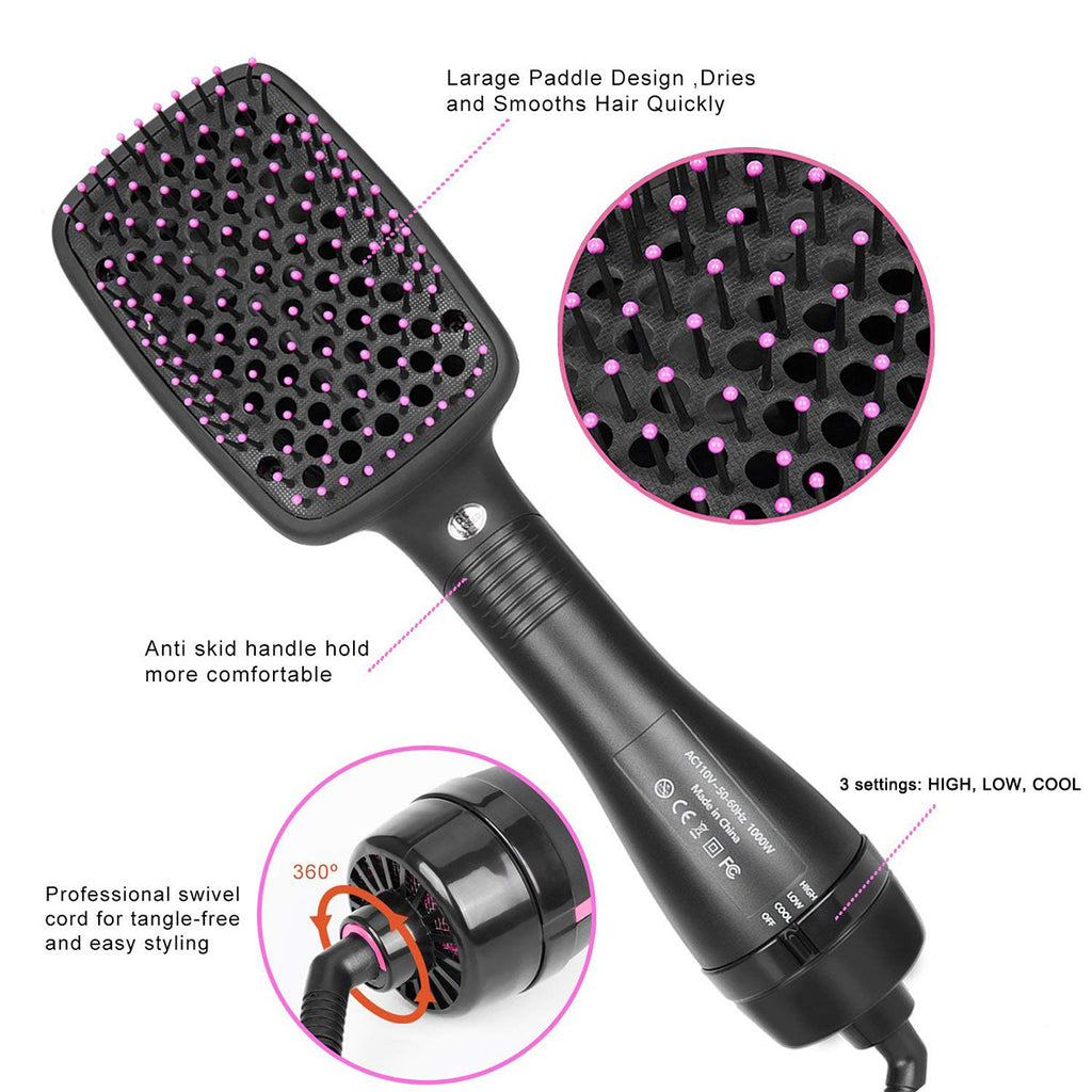 2-in-1 Electric Hair Dryer & Straightener Comb - Wet & Dry Use with 10 Temperature Settings