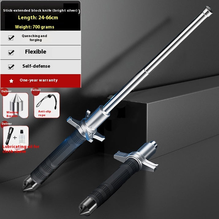 Alloy Steel Stretchable Baton – Window Breaker & Self-Defense Stick, 21"-37"