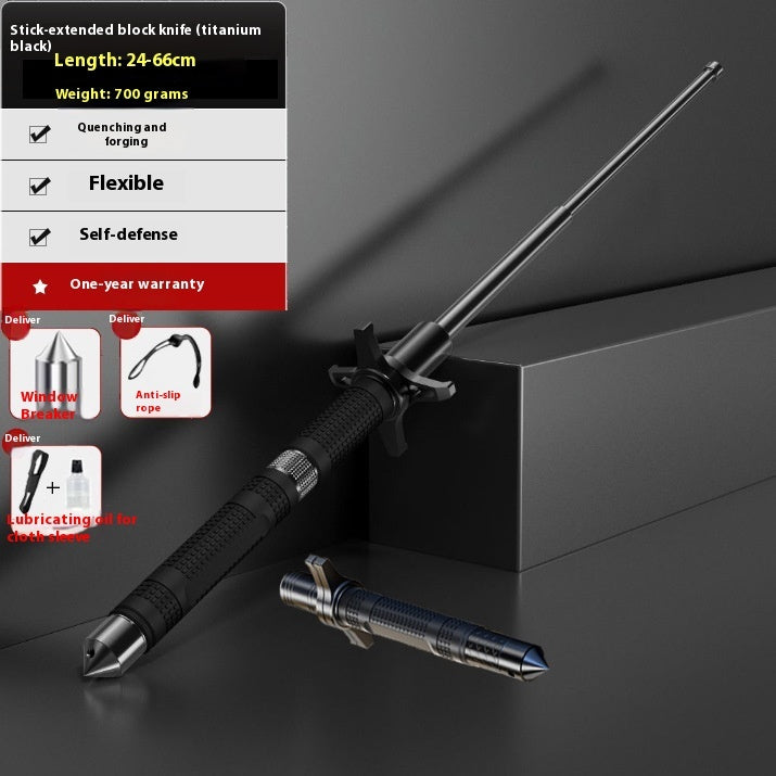 Alloy Steel Stretchable Baton – Window Breaker & Self-Defense Stick, 21"-37"