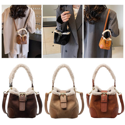 Women's Retro Plush Crossbody Bag - Versatile Designer Shoulder Handbag