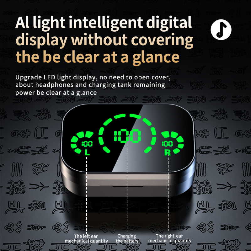 YD03 TWS Wireless Earbuds – Smart Digital Display, Breathing Light & In-Ear Bluetooth 5.0