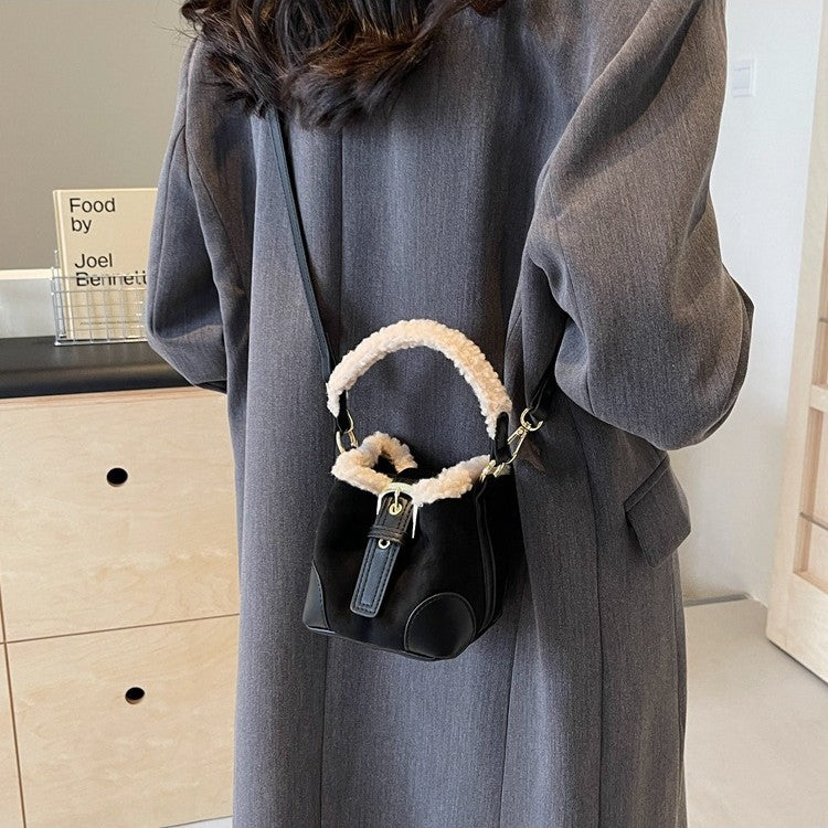 Women's Retro Plush Crossbody Bag - Versatile Designer Shoulder Handbag