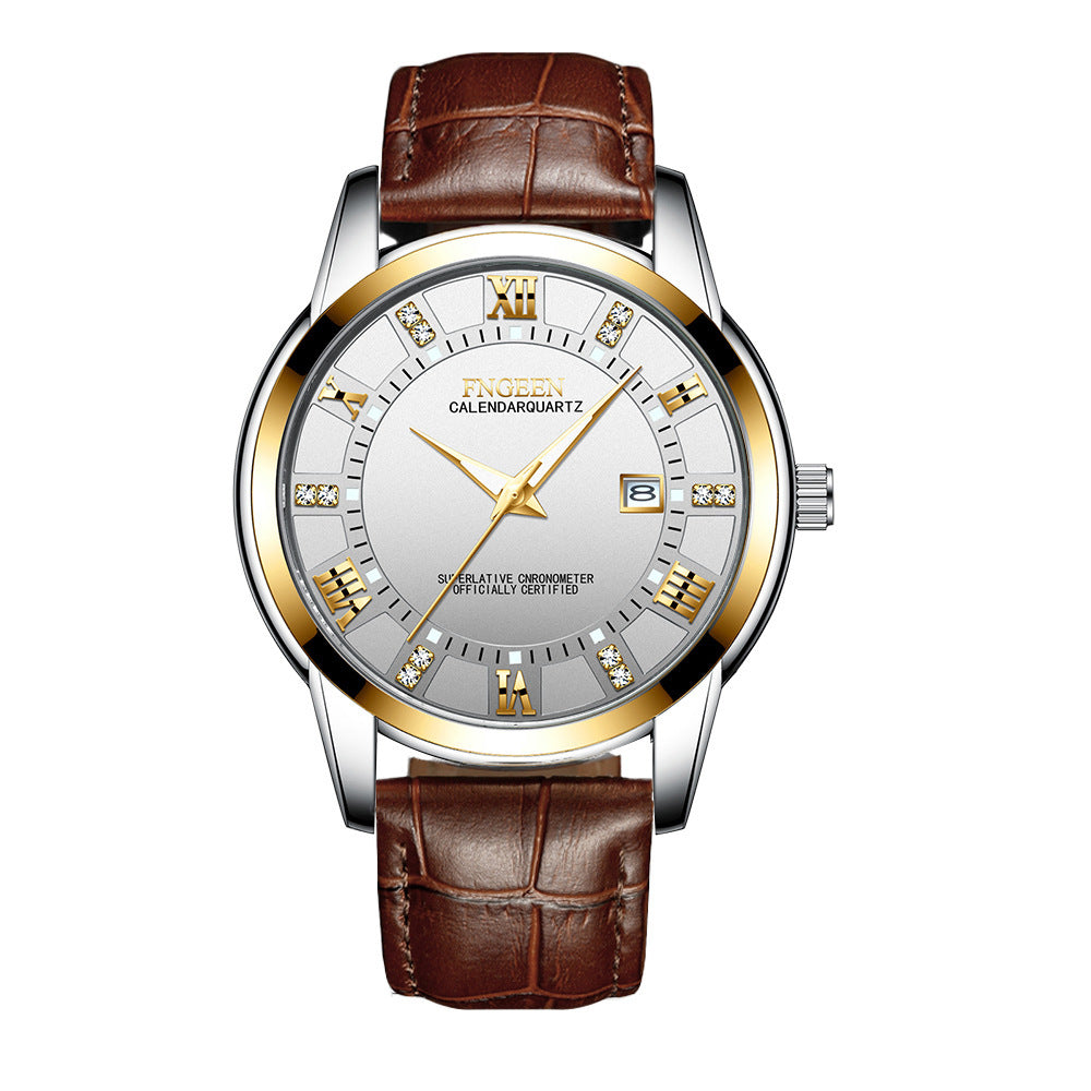 Men's Ultra-Thin Waterproof Quartz Watch - Calendar Business Casual Wristwatch