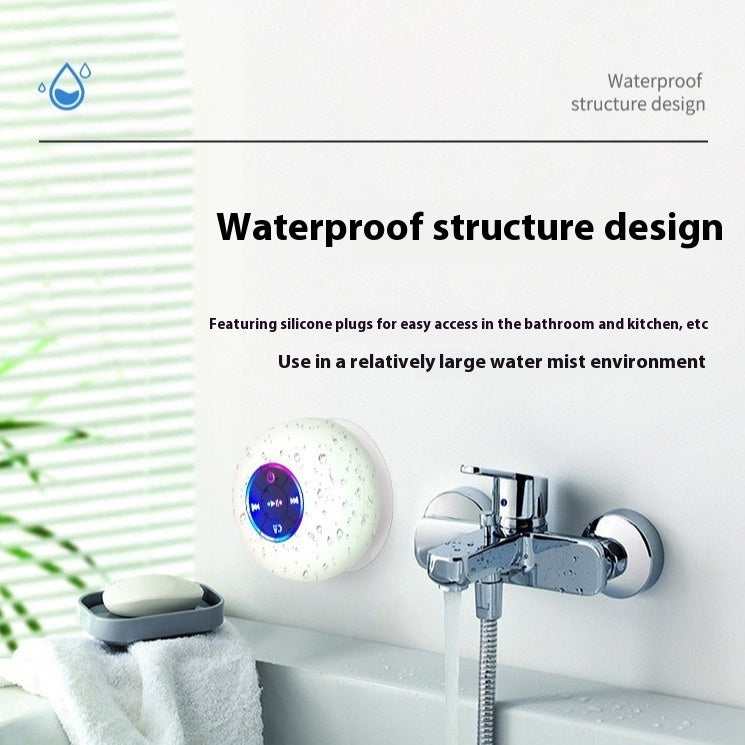 BTS07 Waterproof Bluetooth Speaker with Suction Cup & LED Light – Shower & Outdoor Audio