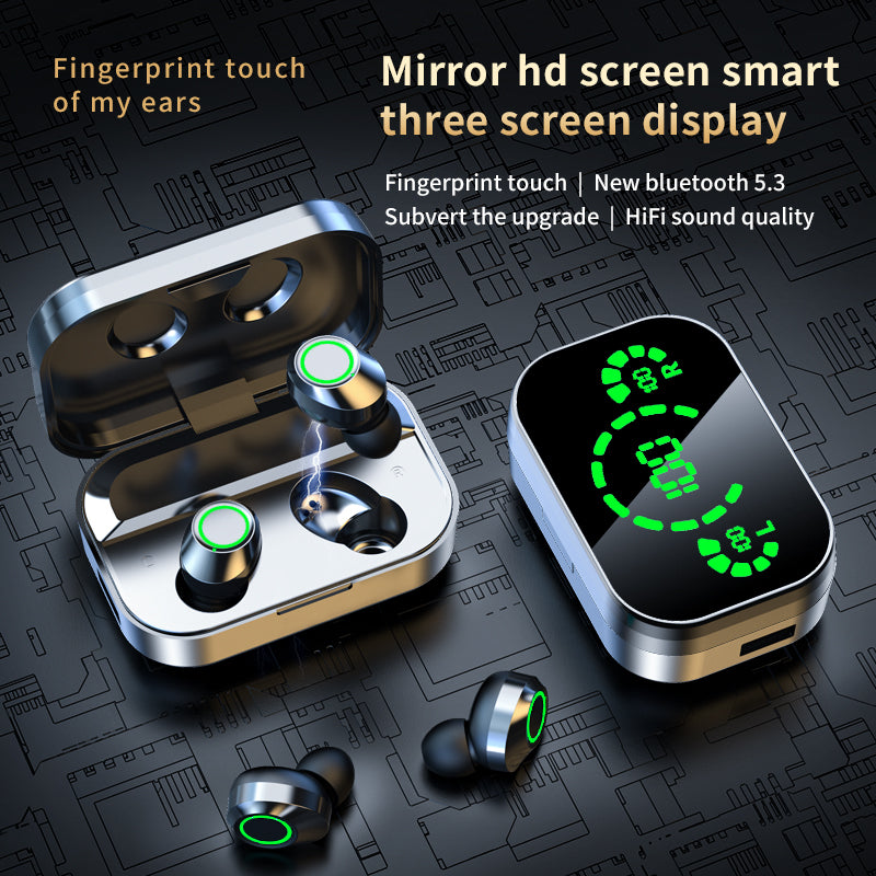 YD03 TWS Wireless Earbuds – Smart Digital Display, Breathing Light & In-Ear Bluetooth 5.0