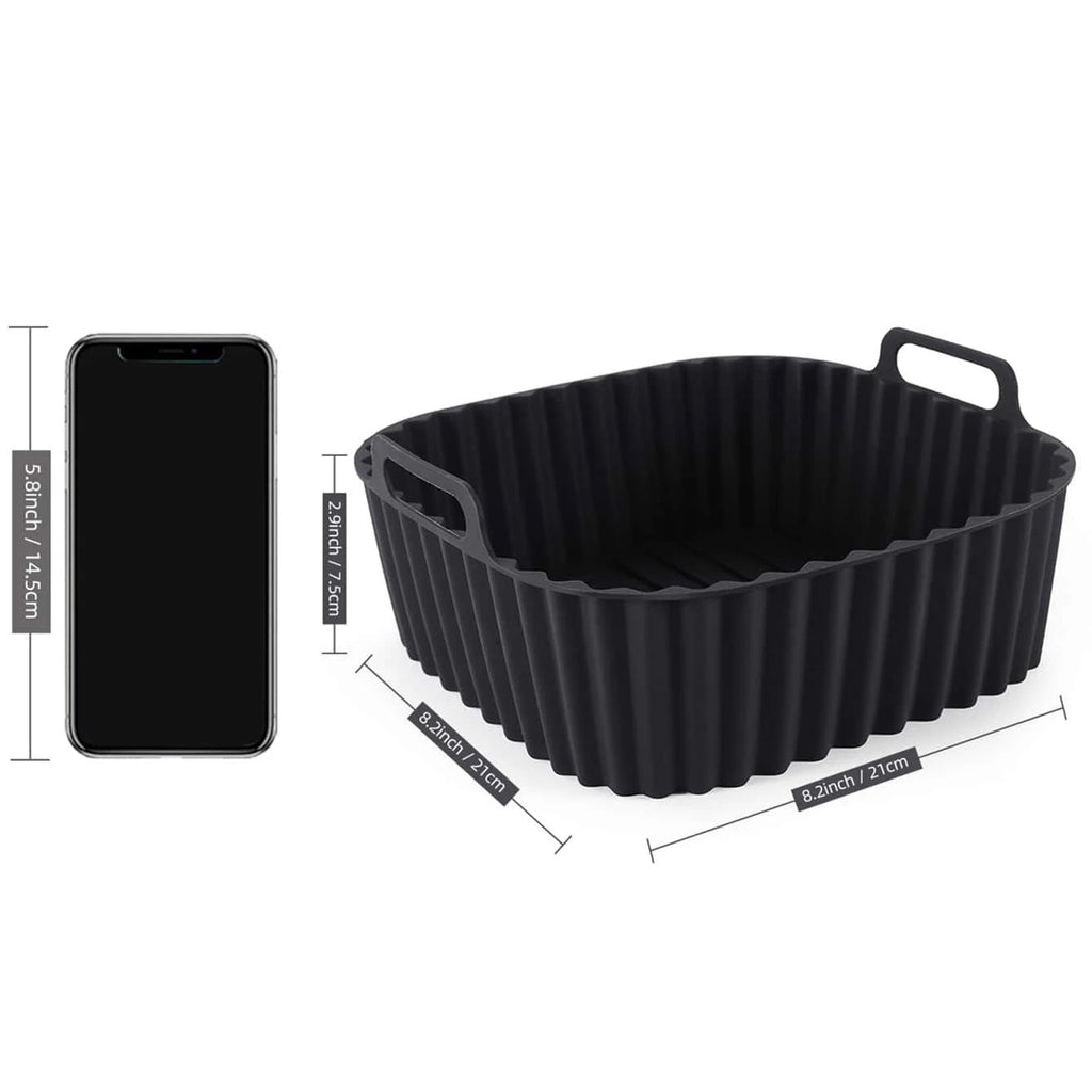Multicolor Square Silicone Air Fryer Tray – Non-Stick Reusable Liner