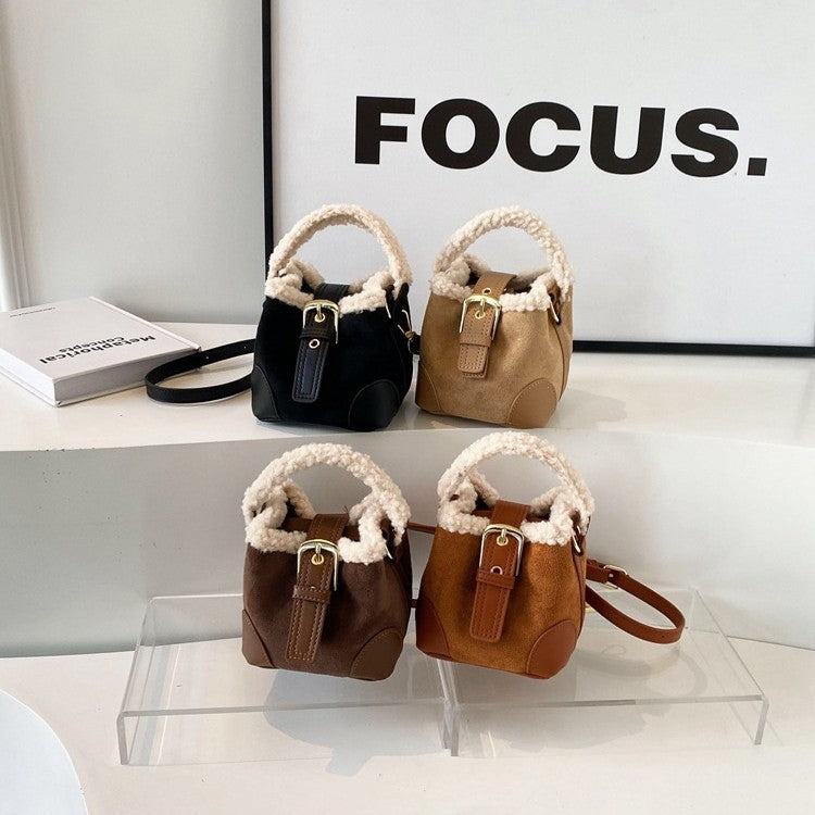 Women's Retro Plush Crossbody Bag - Versatile Designer Shoulder Handbag
