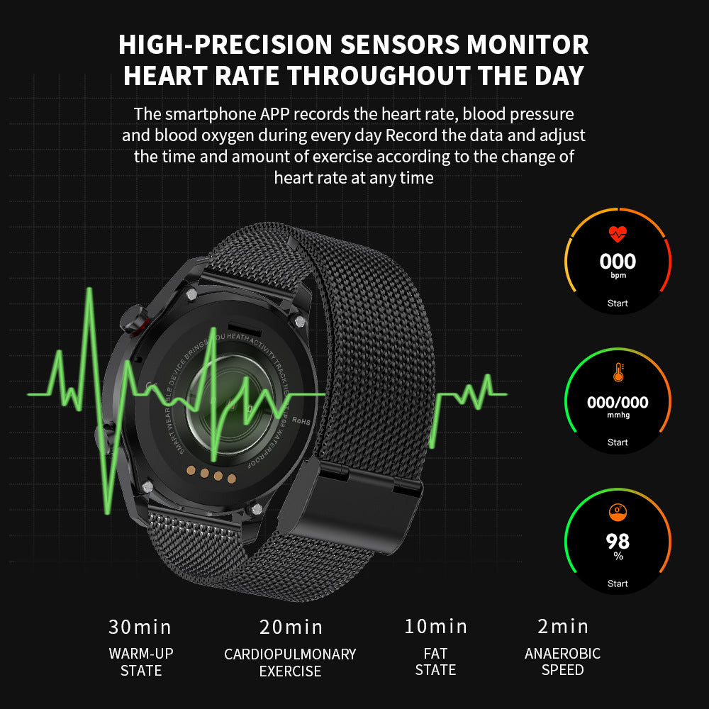 Fashion Steel Band Business Smart Watch - Bluetooth Calling & Health Monitoring