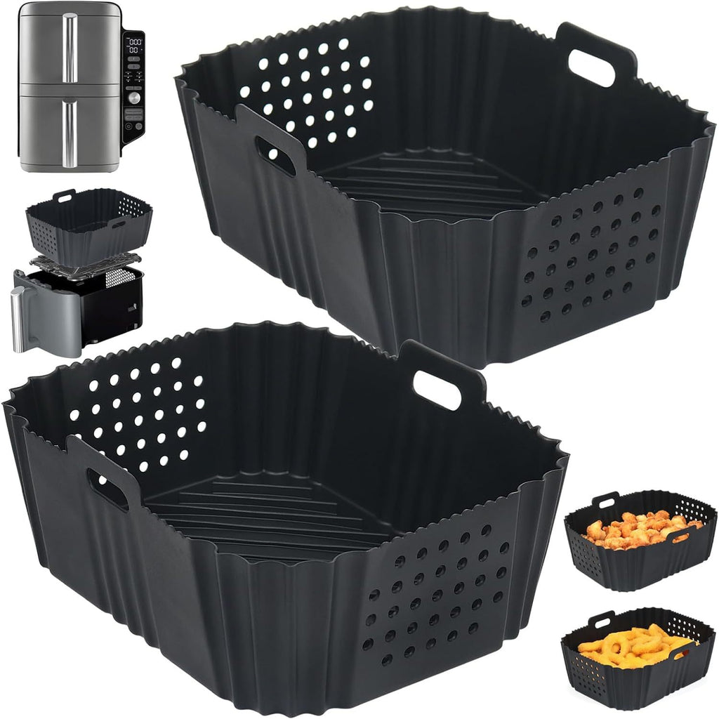 Double Layer Silicone Air Fryer Liner – Reusable Non-Stick Basket Mat