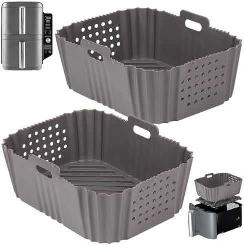 Double Layer Silicone Air Fryer Liner – Reusable Non-Stick Basket Mat