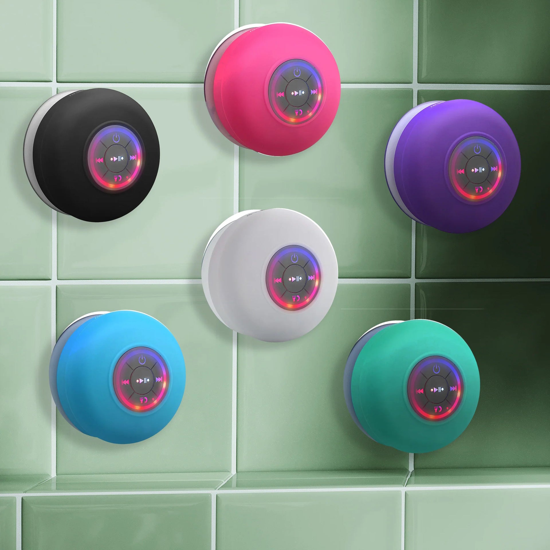 BTS07 Waterproof Bluetooth Speaker with Suction Cup & LED Light – Shower & Outdoor Audio