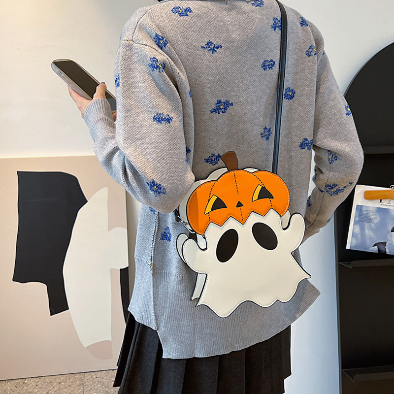 Halloween 3D Pumpkin Ghost Crossbody Bag - Cute Novelty Candy Purse for Women